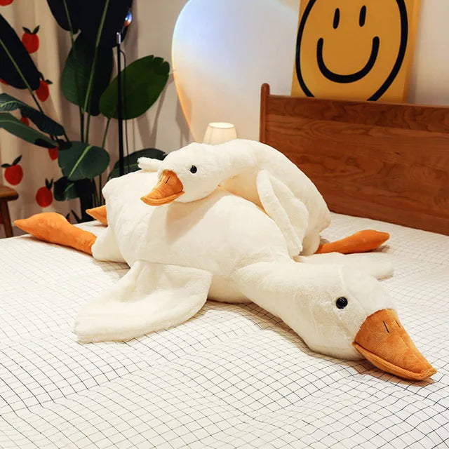Giant Comfy White Goose Plush - Soft Body Pillow for Sleep