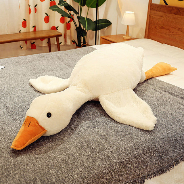 Giant Comfy White Goose Plush - Soft Body Pillow for Sleep