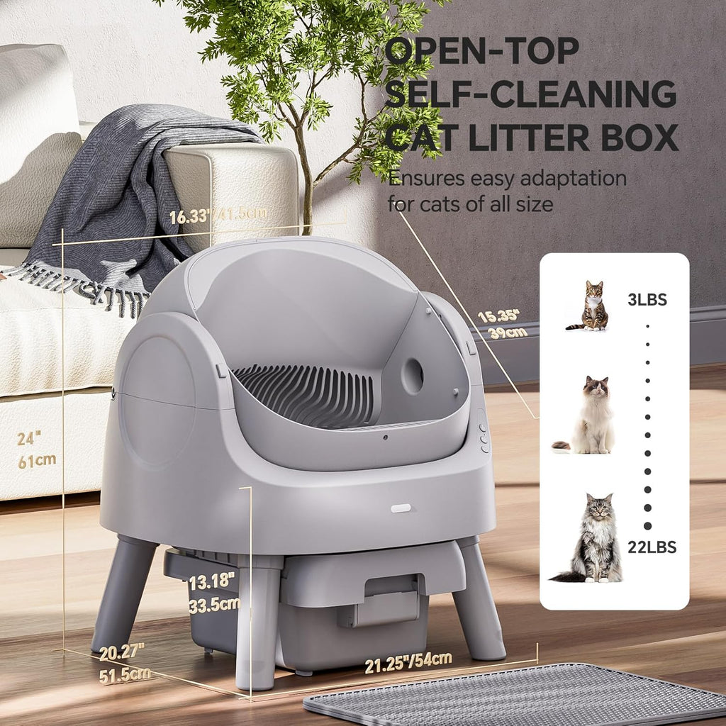 Robot-Scoop Self Cleaning Cat Litter Box - Smart Monitoring