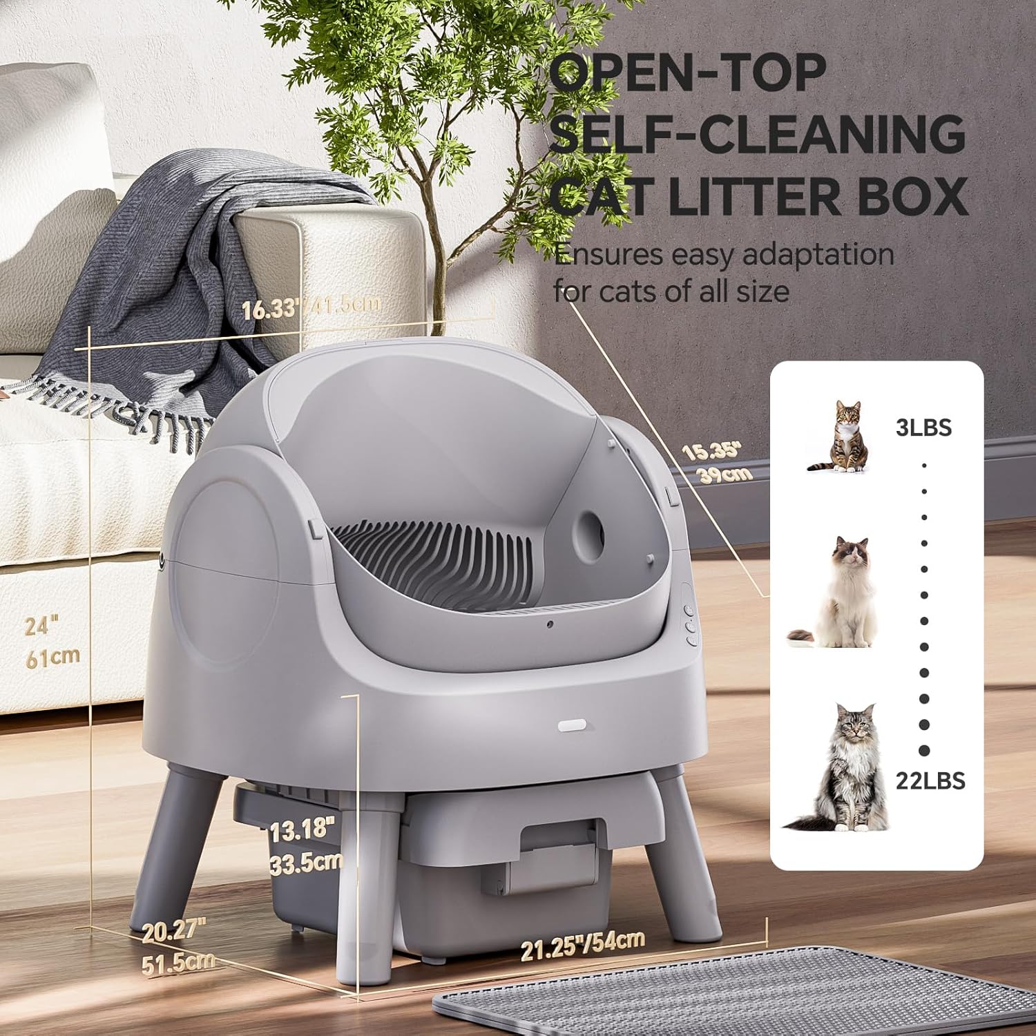 Robot-Scoop Self Cleaning Cat Litter Box - Smart Monitoring