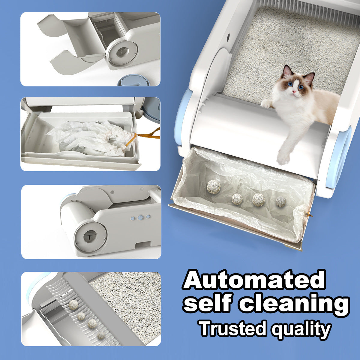 Robot-Scoop Self Cleaning Cat Litter Box - Smart Monitoring